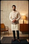 Yellow Outluk Wedding Vol 63 Linen Modi Jacket Kurta Pajama